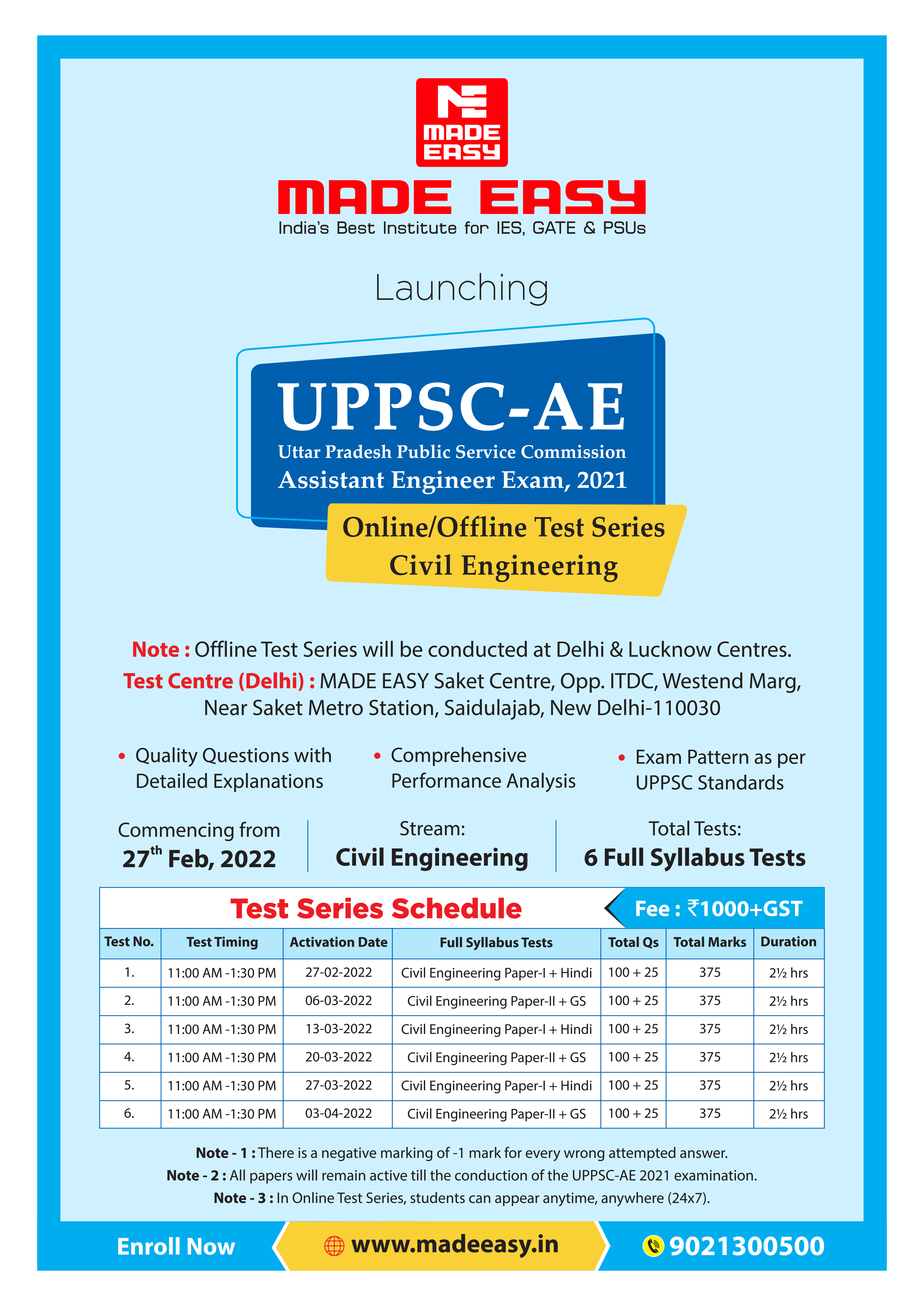 MADE EASY UPPSC AE Test Series 2021