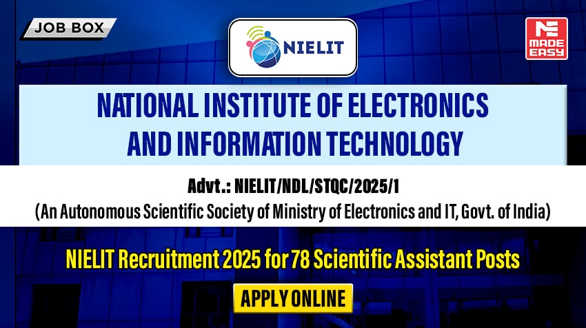 NIELIT Recruitment 2025 for 78 Scientific Assistant Posts, Apply Online 1 NIELIT Recruitment 2025 for 78 Scientific Assistant Posts