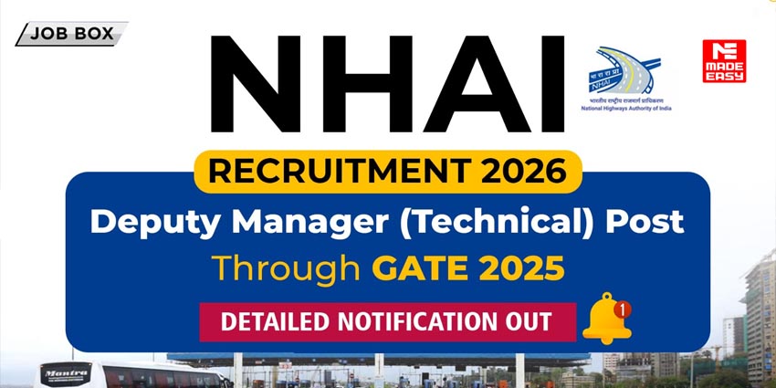 NHAI Recruitment 2026 of Deputy Manager (Technical) Post through GATE 2025 Score 1 NHAI Recruitment of Deputy Manager (Technical) Post through GATE 2025 Score
